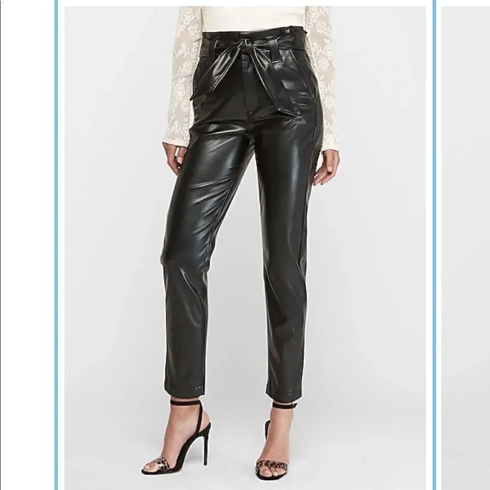 Express Faux Leather Paperbag waist Pants NWT